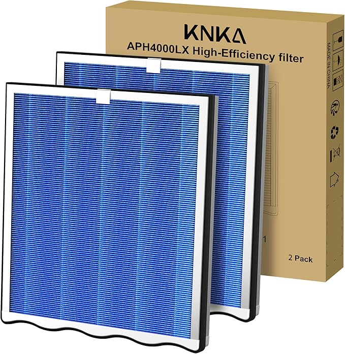 KNKA Air Purifier Replacement Filter for APH4000, 2-Pack HEPA & Activated Carbon Filters, Blue