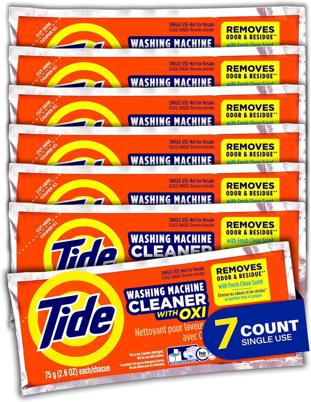 Tide Washing Machine Cleaner, Washer Machine Cleaner with Oxi for Front and Top Loader Washer Machines, Deep Cleaning Residue & Odor Eliminator, 7 Month Supply