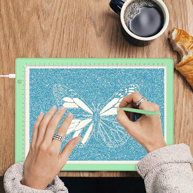 iVyne Corded Light Pad for Weeding Vinyl - A4 Light Box for Drawing - Light Board for Tracing - Light Box for Diamond Painting, Weeding Vinyl, Sketching, Tracing (Green)