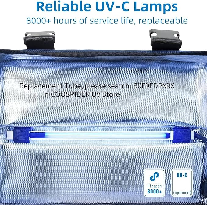 UVC Sanitizer Box Ozone Free with Timer, Portable Large Cleaner Bag with USB Port, UV Light Blue Tote for Mask, Cell Phone, Baby Bottle, Key, Towel 12L/3.17 gal