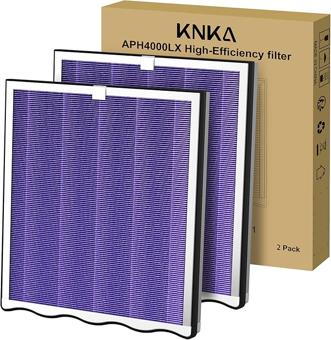 KNKA Air Purifier Replacement Filter for APH4000, HEPA & Activated Carbon Filters 2-Pack, Purple