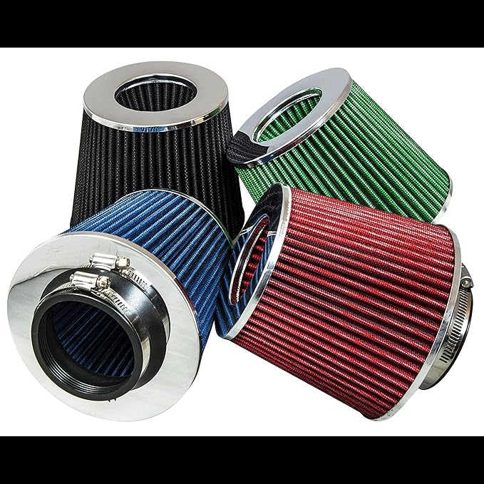 Mortar Aftermarket Auto Air Filter Replacement - Car Enthusiast Class Universal Cold Air Intake Gulps in More Air for More Engine Power & Passionate Induction Sound, 3.5 In, Red