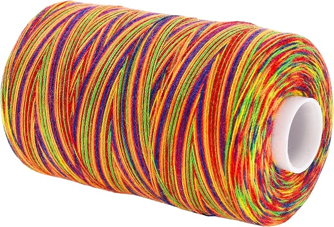 Mandala Crafts 4 Pack of Serger Threads Cones Spools - 40S/2 4000 Yards Polyester Rainbow Threads for Sergers Machine and Overlock Quilting Sewing Machine