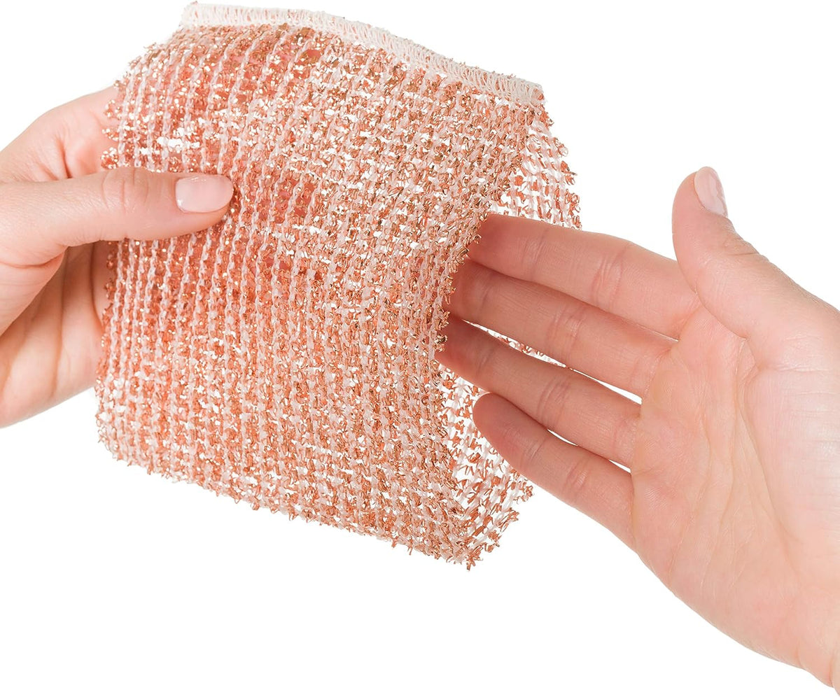 Redecker Real Copper Cleaning Cloths – Scratch-Free 2-Ply Woven Copper Scrub Pads for Pots, Pans, Sinks, Glass & Stainless Steel – Reusable, Machine Washable, Durable, Eco-Friendly – Set of 2