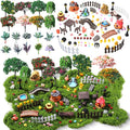 116 Pcs Fairy House Accessories Kit Miniature Garden Accessories Terrarium Decoration Mini Diorama Figurines Miniature Landscape Trees Simulated Succulents for DIY Garden Doll House Craft