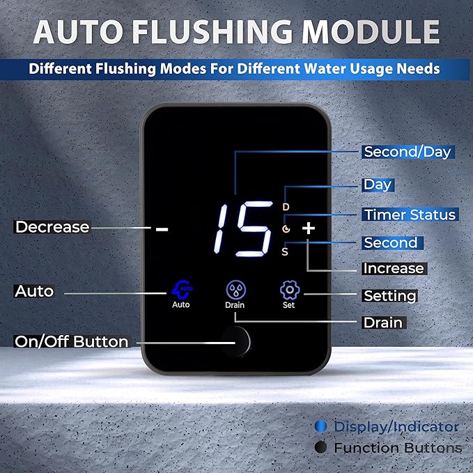 iSpring WSP50SL-ARJ-BP, NSF Certified, Whole House Spin Down Sediment Water Filter, 4 Modes Bypass, Includes Siliphos Helps Prevent Scale, Clear Housing, Jumbo Size, Touch-Screen Auto Flushing