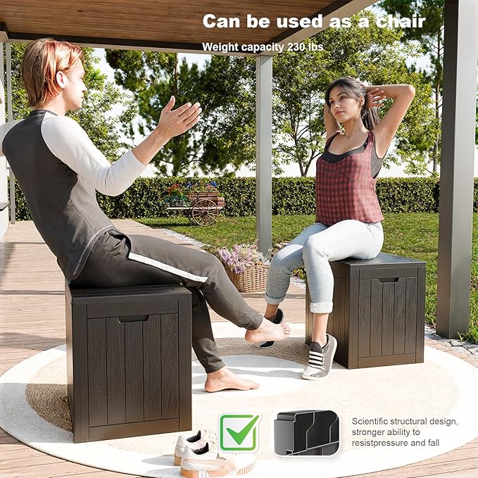 31 Gallon Waterproof Outdoor Storage Box,Resin Deck Box,Lockable Outside Storage Box Container for Patio Furniure,Garden (31 Gallon Black)