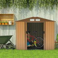 Outsunny 7' x 4' Outdoor Storage Shed, Garden Tool Metal Shed with Foundation Kit, Double Lockable Door, Air Vents and Sloping Roof, for Backyard, Patio, Lawn, Yellow