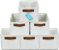 OrganiHaus Small Fabric Storage Baskets for Shelves 6 Pack, 12x8in Closet Storage Bins for Shelves, Cloth Baskets for Organizing, Linen Closet Organizers, Fabric Basket, White Basket