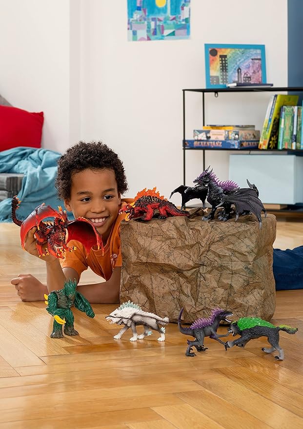 Schleich Eldrador Creatures - 5 PC Fantasy Creature Set - Ice Wolf, Lava Hound, Rock Beast and Sword Figure Playset - Animal Monster Figurines for Boys and Girls - Durable Fun Toys for Kids Ages 7+