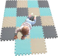 MQIAOHAM® 18 Pieces Puzzle Play Mats, Soft Baby Play Mat, Kids Interlocking Foam Floor Tiles, Toddlers Carpet Playmats G301018-108110112