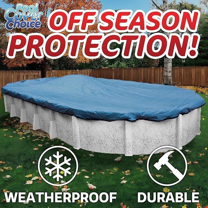 Winter Swimming Pool Cover for 21 ft x 41 ft Aboveground Oval Pool Size, Secure Choice Series, Solid Material, Color - Sandstone Tan, Pool Cover Choice 572141-4CHOICE