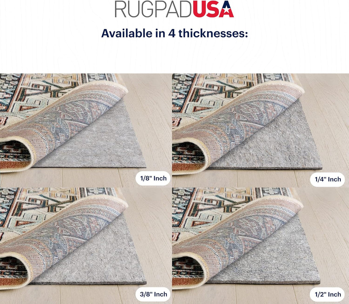 RUGPADUSA - Dual Surface - 2'6" x 7' - 3/8" Thick - Felt + Rubber - Enhanced Non-Slip Rug Pad - Adds Comfort and Protection - for Hard Surface Floors