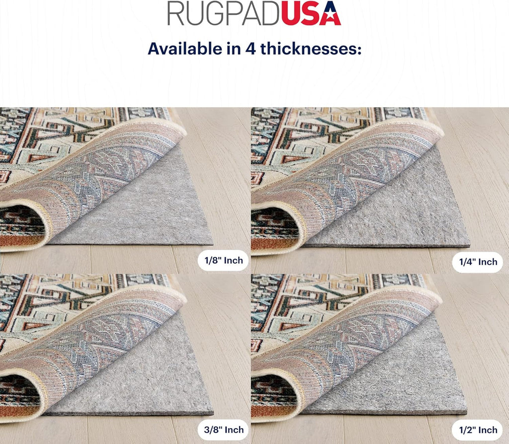 RUGPADUSA - Dual Surface - 7' Round - 3/8" Thick - Felt + Rubber - Enhanced Non-Slip Rug Pad - Adds Comfort and Protection - for Hard Surface Floors