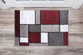 Rugshop Contemporary Modern Boxes Area Rug 2' x 3' Red