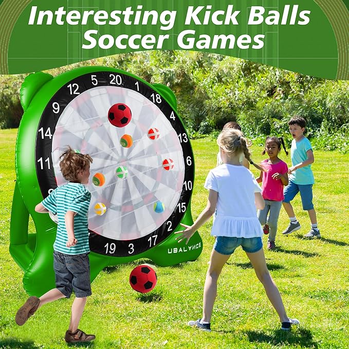 UBALANCE Giant Inflatable Dart Board, Outdoor Dartboard Yard Games for Adults, Family Sports, Sticky Kick Balls, Soccer, Tennis, Soft Darts, Golf, Party Fun Carnival Games