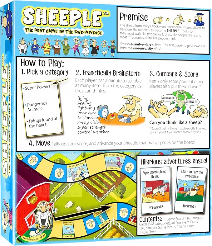SHEEPLE™ - Where Great Minds Think Alike - Funny Word Association Party Game - Easy to Learn & Play Family Board Game - for Adults, for Teens, and for Kids - All Ages 8 & Up, 3-12 Players