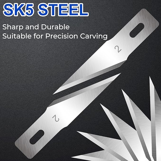 DIYSELF #2 Exacto Knife Blades, Exacto Replacement Blades, Hobby Knife Blade Refills with Storage Case, 150 Pack Art Knives Blade for Craft, Scrapbooking, Cutting (#2)