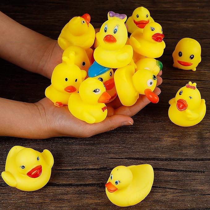 Set of 15 Duck Bath Toy Rubber Duckies, 2 Inches Bathtub Duck Set Squeak Rubber Floating Duck Baby Shower Bath Tub Pool Toys