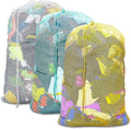 Mesh Laundry Bags, 24" x 36", Heavy Duty with Reinforced Handles, Foldable & Portable, Drawstring Closure, 3-Pack, Mixed Colors