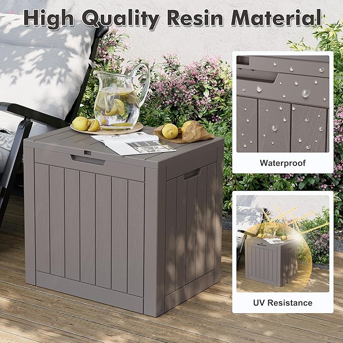 31 Gallon Outdoor Storage Box, Waterproof Deck Box, Lockable Indoor/Outdoor Storage Box for Patio Furniture, Garden Tools, Package Delivery Box, UV-Resistant Outside Chest