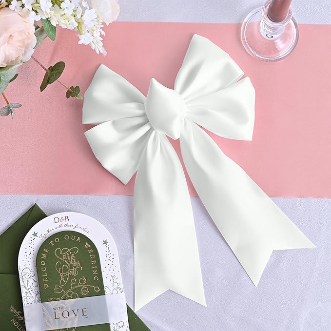 Off White Satin Ribbon 3 Inch X 15 Yards Solid Color Double Faced Ribbons Perfect for Crafts Wedding Decor Bow Making Arts Sewing and More