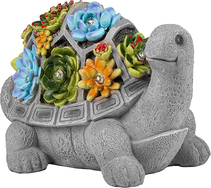 MALISTER 11.5 Inch Solar Garden Turtle Figurines Outdoor Decor, Outdoor Statues with 7 LEDs for Patio Decor, Garden Decor Garden Art Outdoor Lawn Decor Yard Art, Housewarming Garden Gifts turtle gifts