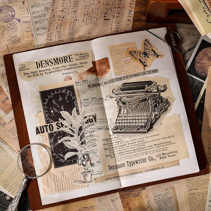200 Sheets of Vintage Scrapbook Paper, Journaling Scrapbooking Supplies Craft Decoupage Papers Kit, Ephemera for Junk Journal Bullet Journals Well Posters Room Decor for Card Making Decorative Gift