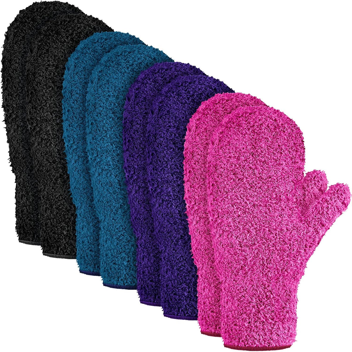 Bencailor 4 Pair Microfiber Dusting Mittens Reusable Women Cleaning Mittens with Thumb for Kitchen