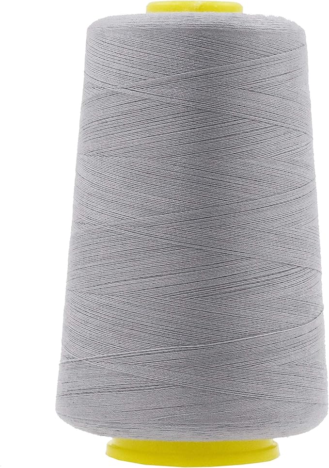 Mandala Crafts 4 Pack of Serger Threads Cones Spools - 20S/2 24000 Yards Polyester Gray Threads for Sergers Machine and Overlock Quilting Sewing Machine