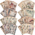 120 Sheets Vintage Botanical Scrapbook Paper Set, Journaling Scrapbooking Supplies Craft Decoupage Papers Kit, 4 Themes x 30 Mushroom Floral Antique Letter Design for Junk Journals Collage Card Making