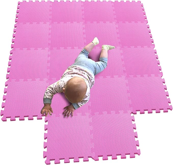 MQIAOHAM® 18 Pieces Puzzle Play Mats, Soft Baby Play Mat, Kids Interlocking Foam Floor Tiles, Toddlers Carpet Playmats G301018-103