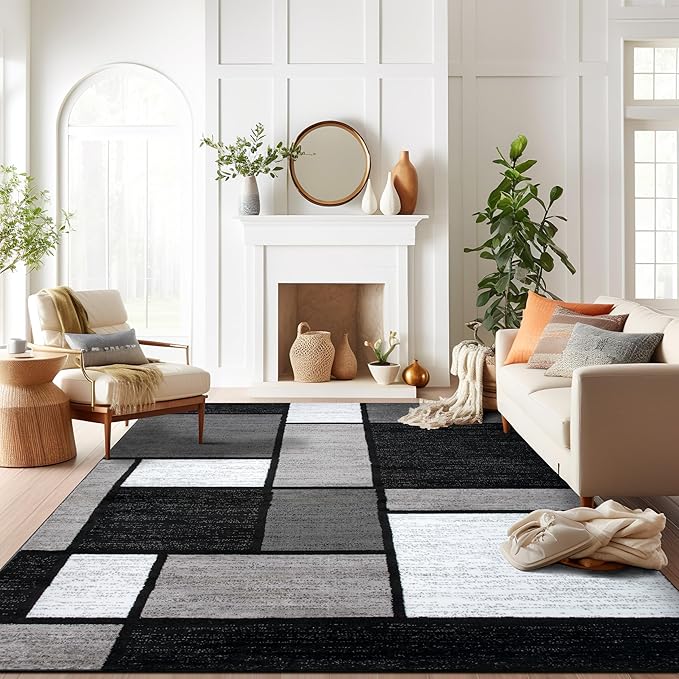 Rugshop Contemporary Modern Boxes for Home Office,Living Room,Bedroom,Kitchen Non Shedding Area Rug 12' x 15' Gray
