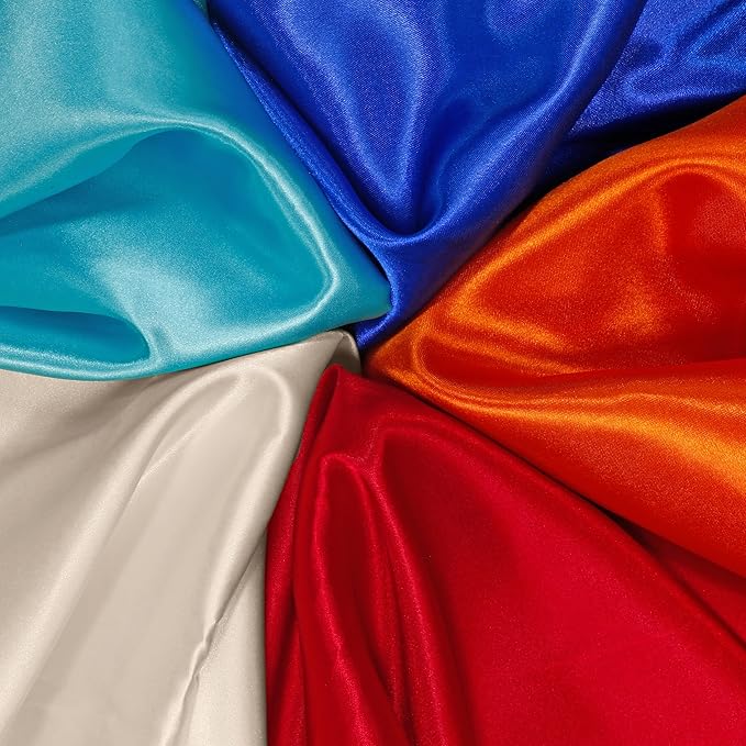 RUDONG M Beige Satin Fabric by The Yard, 5 Yard x 60 Inch Wide Silky Charmeuse Satin Fabric, Soft Satin Fabric for Wedding Decorations, Bridal Dress, Sewing, Accessories, DIY Crafts