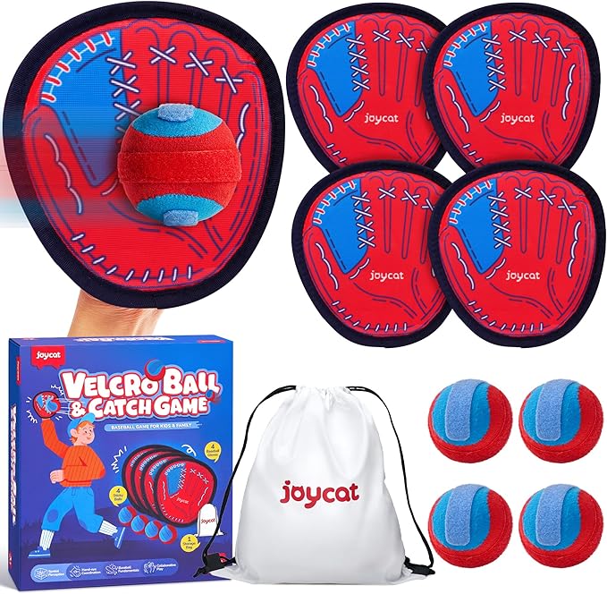 JoyCat Toss and Catch Ball Game Set,Toddler Baseball Glove,Beach Pool Yard Camping Games,Kids Sports & Outdoor Play Toys for Family,Outside Toys for 3 4 5 6 7 8 9 10+Year Old Boys Girls Birthday Gifts