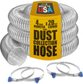 PVC Dust Collection Hose w/4 Thumbscrew Clamps, Puncture Resistant, Carbon Steel Wire, Clear Flexible PVC Dust Collector Hose, Proudly Made in USA (4" x 20')