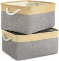 TheWarmHome Storage Basket for Organizing - 3 Pack 14x10x7 inch Large Collapsible Storage Bin for Shelves, Fabric Storage Cubes for Organizer ClosetCloth Gift Toy (Grey & Gold)
