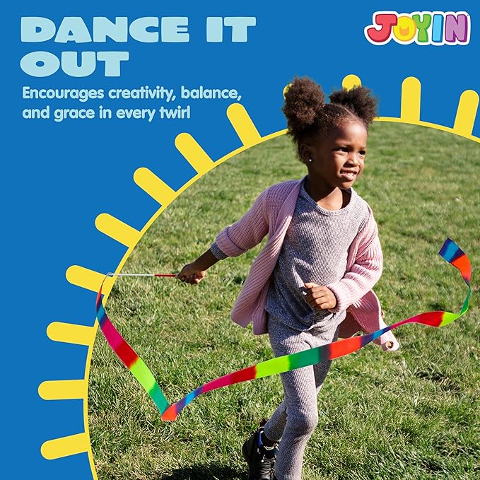 JOYIN 20 Pcs Ribbon Dancing Wands Party Favors Set, Dance Ribbon Gymnastics Ribbon Wand, Princess Birthday Party Favors for Kids, Carnival Prizes, Goody Bag Stuffers