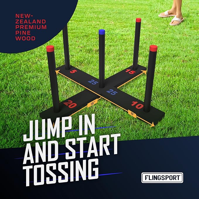Ring Toss Game, Incl. 6 Double Beaded Rings & Carry Case Outdoor Lawn Games for Kids, Adults & Family, Backyard Camping Sports Activities, Best Party Gifts for Teens, Boys & Girls Ages 8-12+ Years Old