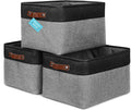 OrganiHaus Extra Large Fabric Storage Bins for Shelves 16x13in, Closet Storage Baskets for Shelf Organizing, Canvas Rectangle Bins for Organization, Linnen Baskets for Organizing - Gray/Black