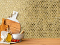 1.03 sq ft/Piece Pack of 1,Glossy Gold Glass Penny Round Mosaic Tiles – 12.2" x 12.2" Mesh-Mounted Sheets, Not Peel & Stick - Kitchen Backsplash, Shower Wall, Bathroom, Fireplace, Interior Decor