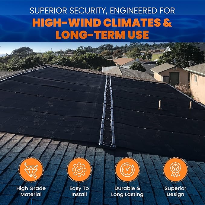 Industrial Grade Solar Pool Heater DIY Kit - Superior High-Wind Strapless Mounting System & Maximum Freeze Resistance (4-4'x6.5' / 104 Square Feet)
