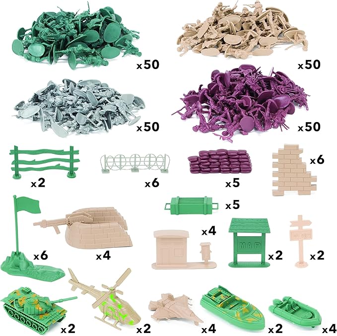 Imagination Generation Army Men Big Battle Playset Deluxe Army Toys and Green Army Men - Set Includes Tan and Green Army Men, Tanks, Jets, Walls, Helis, Battlefield Mat and More (260 pcs)
