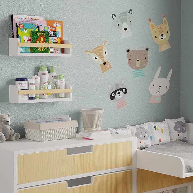 Wallniture Florida 24 inch Wall Bookshelf for Kids Room, Floating Shelves Nursery Decor, Wood White Wall Shelf Set of 2 Kitchen, Bathroom Decor (16'')