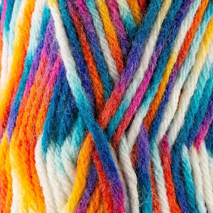 3 Skeins of Sensy Roving Multi Color Yarn, 3.5 oz, 132 Yards, Gauge 5 Bulky (Carnaval)