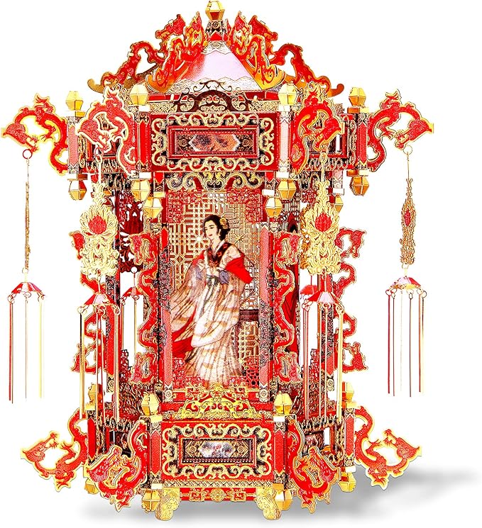 Piececool 3D Puzzles for Adults, Palace Lantern DIY 3D Metal Models Kit,Chinese Traditional Culture 3D Models Puzzle Fidget Toys Hobbies for Men, Great Christmas Birthday Gifts-257 Pcs