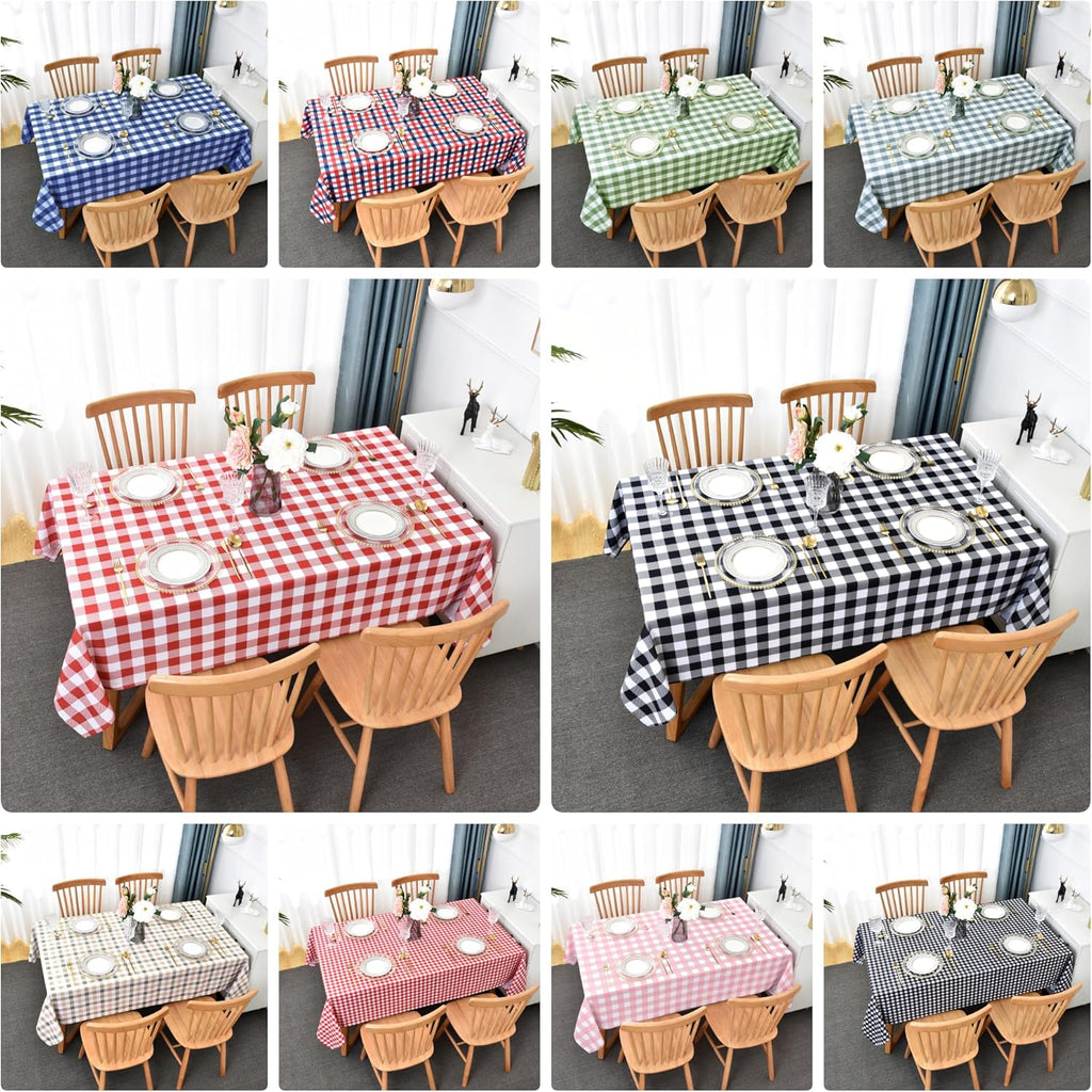 Waterproof Plaid Tablecloth Fabric - Round 50 Inch Classic Gingham Checker Table Cloth for Indoor/Outdoor Use - Buffalo Table Cover for Picnics, BBQs, and Parties