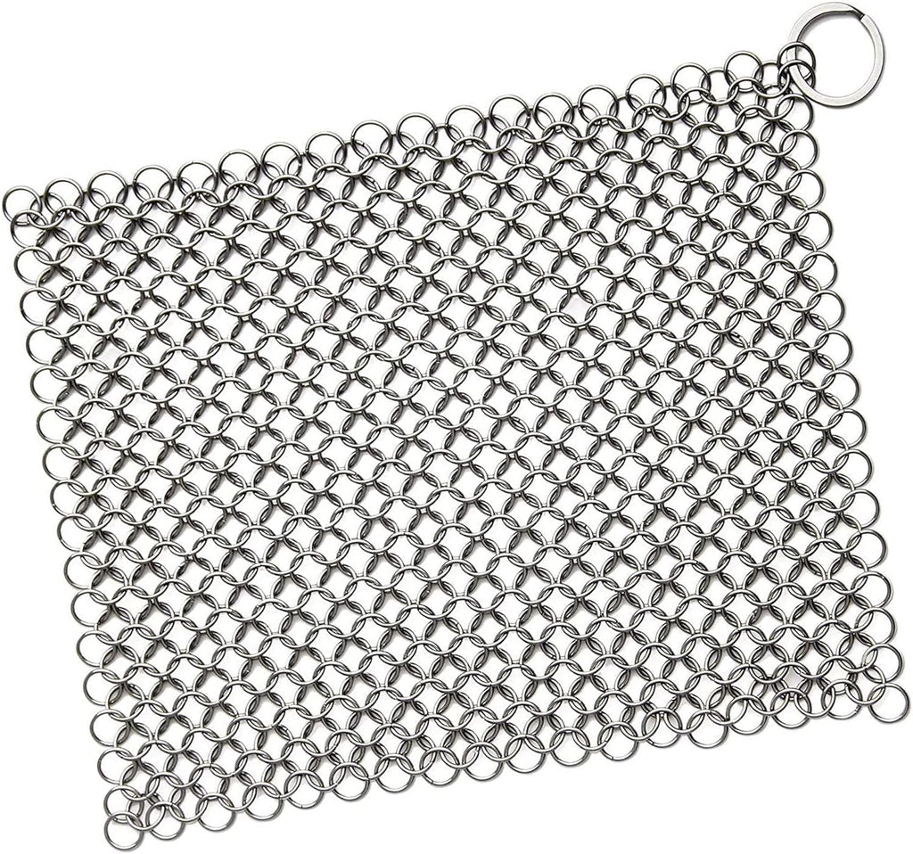 Scrubber Chainmail - Cleaner for Cast Iron Stainless Steel Anodized Cookware Scraper Cleaning Dutch Ovens Scourer for All Types of Skillet Griddles Cast Iron Pans Pots Grills & Dutch Ovens by Krisp