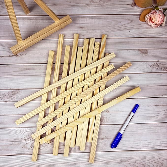 Square Wooden Dowels, Wooden Sticks for Crafts, 15 PCS 1/2" x 15" Square Wood Dowel Rods for Crafting, Unfinished Pine Hardwood Sticks for Woodworking Models Making Dollhouses Miniatures