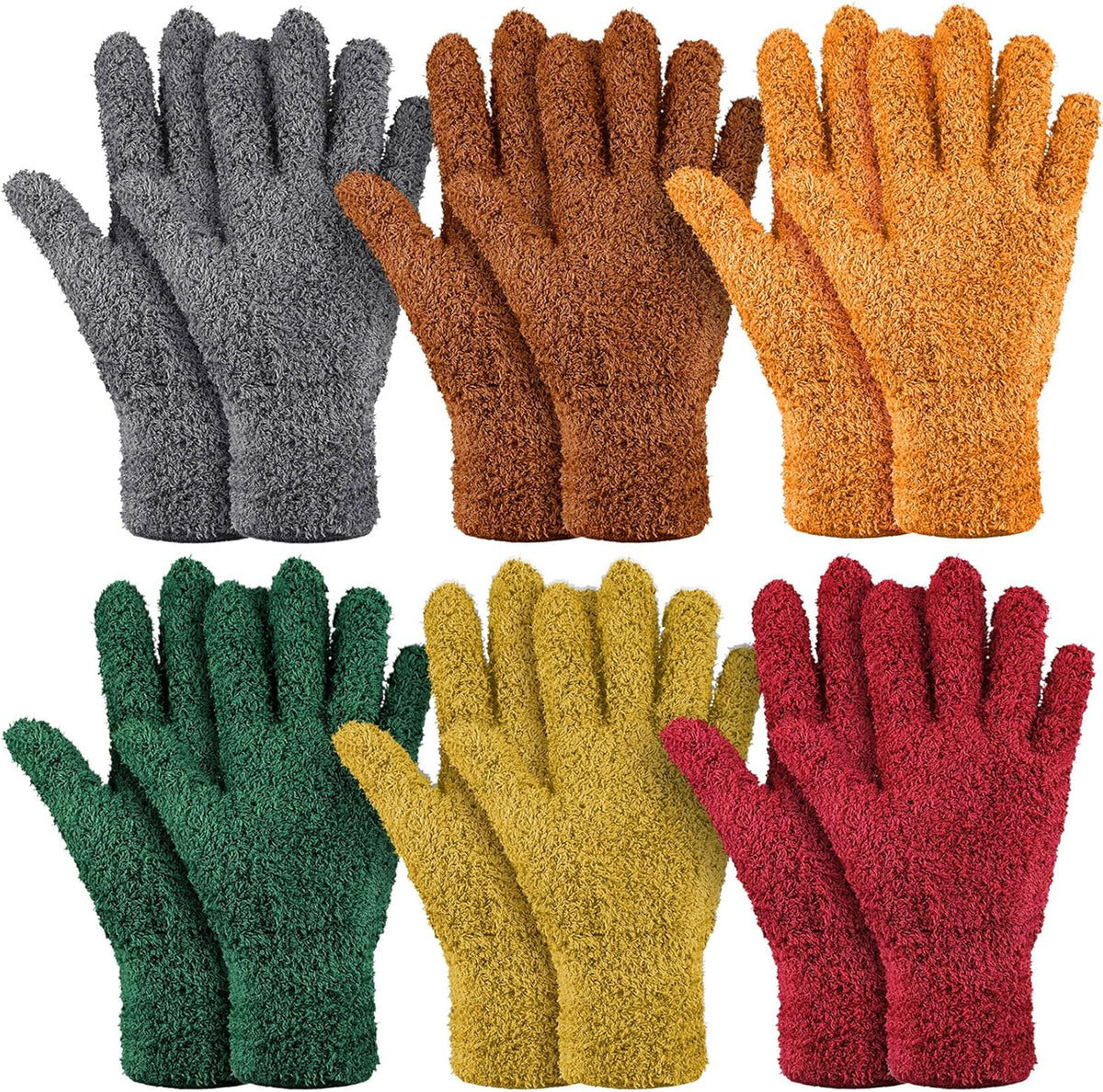 Bencailor 6 Pairs Microfiber Dusting Gloves, Dusting Cleaning Gloves Microfiber Gloves for Plants House Blinds Car Dust Mitt (Vintage Color,Medium)